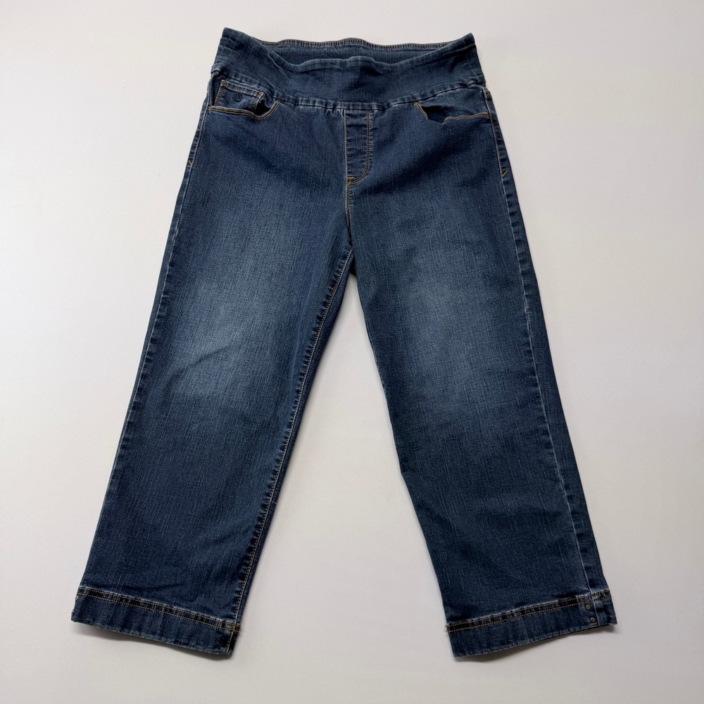Gloria Vanderbilt Amanda Capri Jeans Womens 12 Dark Wash Slimming Pull On Denim